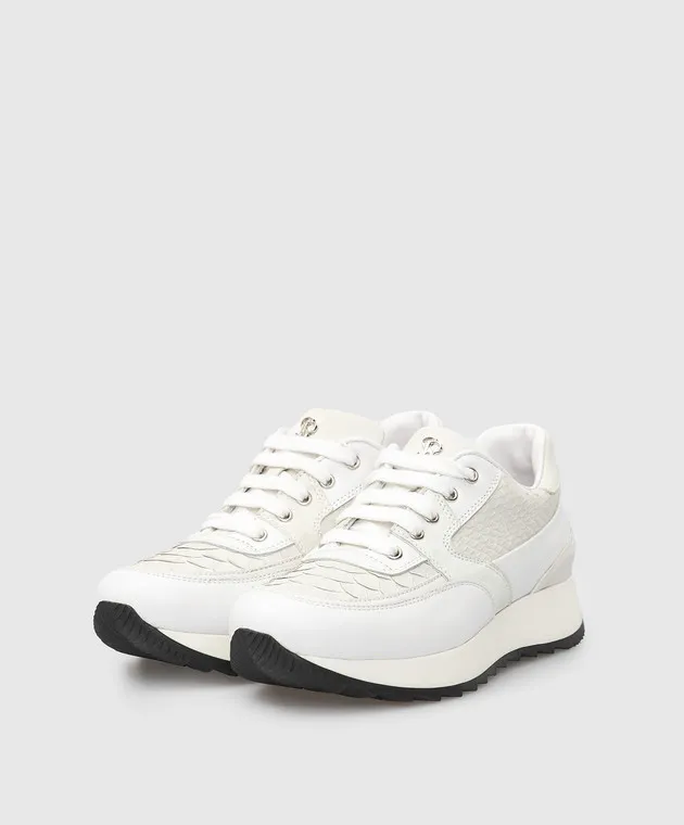 Stefano Ricci Sneakers da bambino in pelle di pitone bianca YRU15G8012PTSDVT
