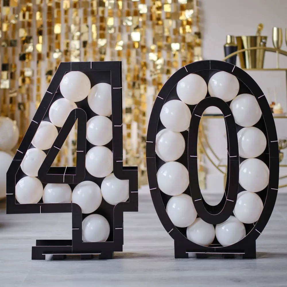 Supporto per palloncini in bianco e nero numero 40