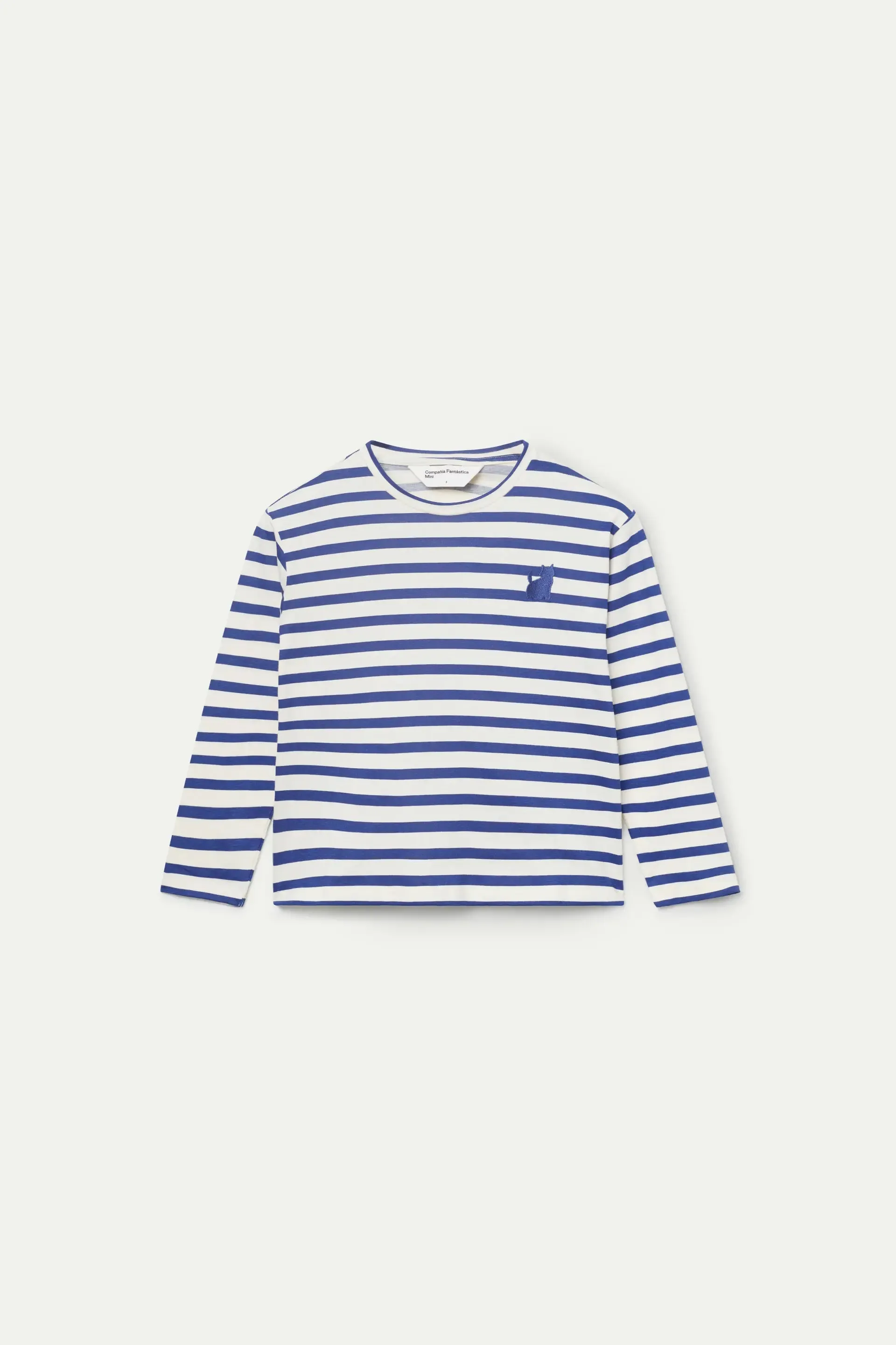 T-shirt da bambina a righe con patch gatto