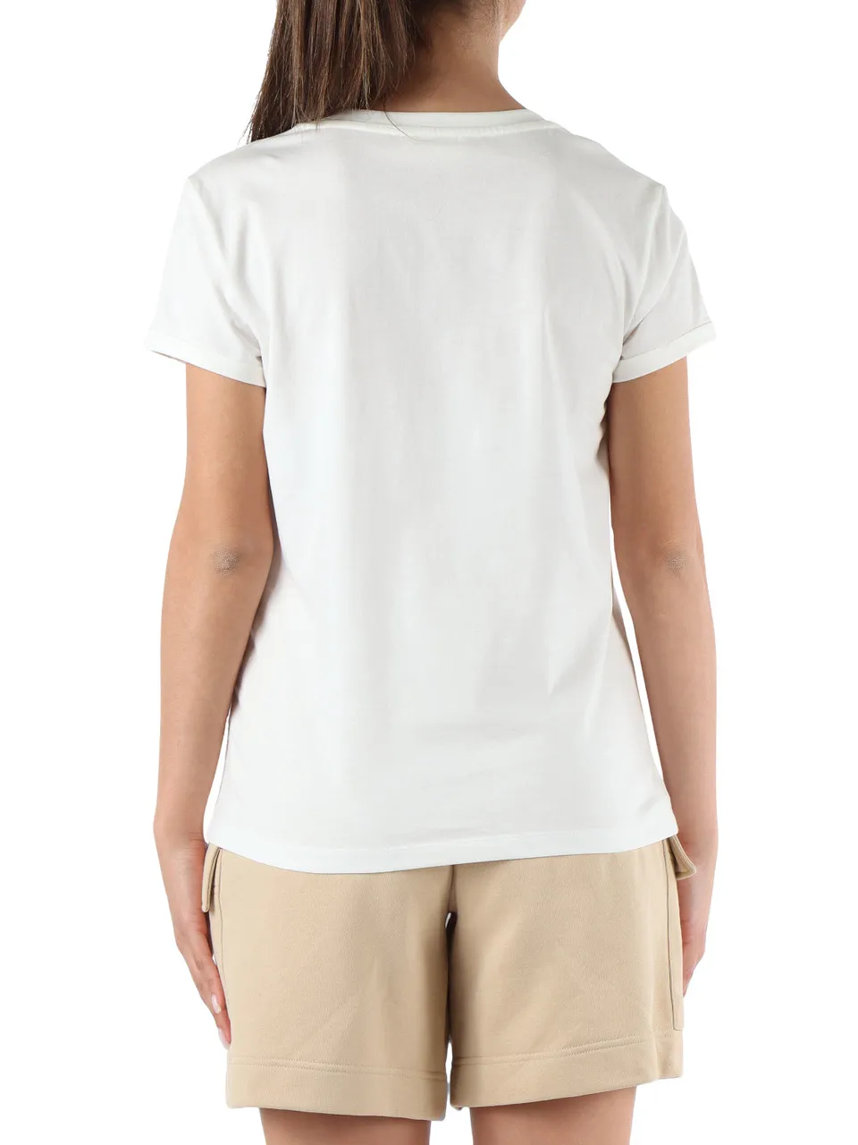 T-shirt in cotone con ricamo logo frontale