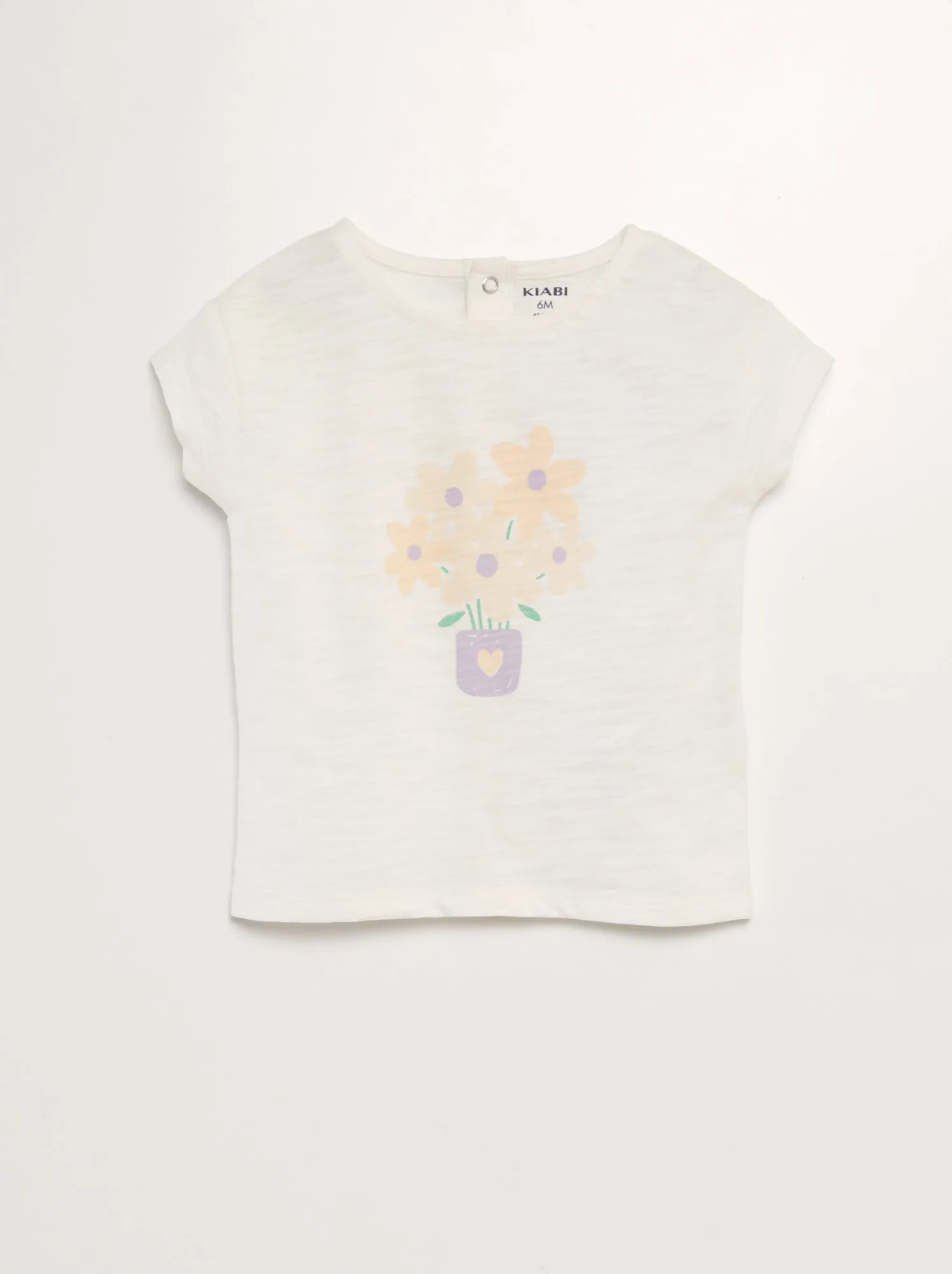 T-shirt in filato moulinée a fiori - BIANCO