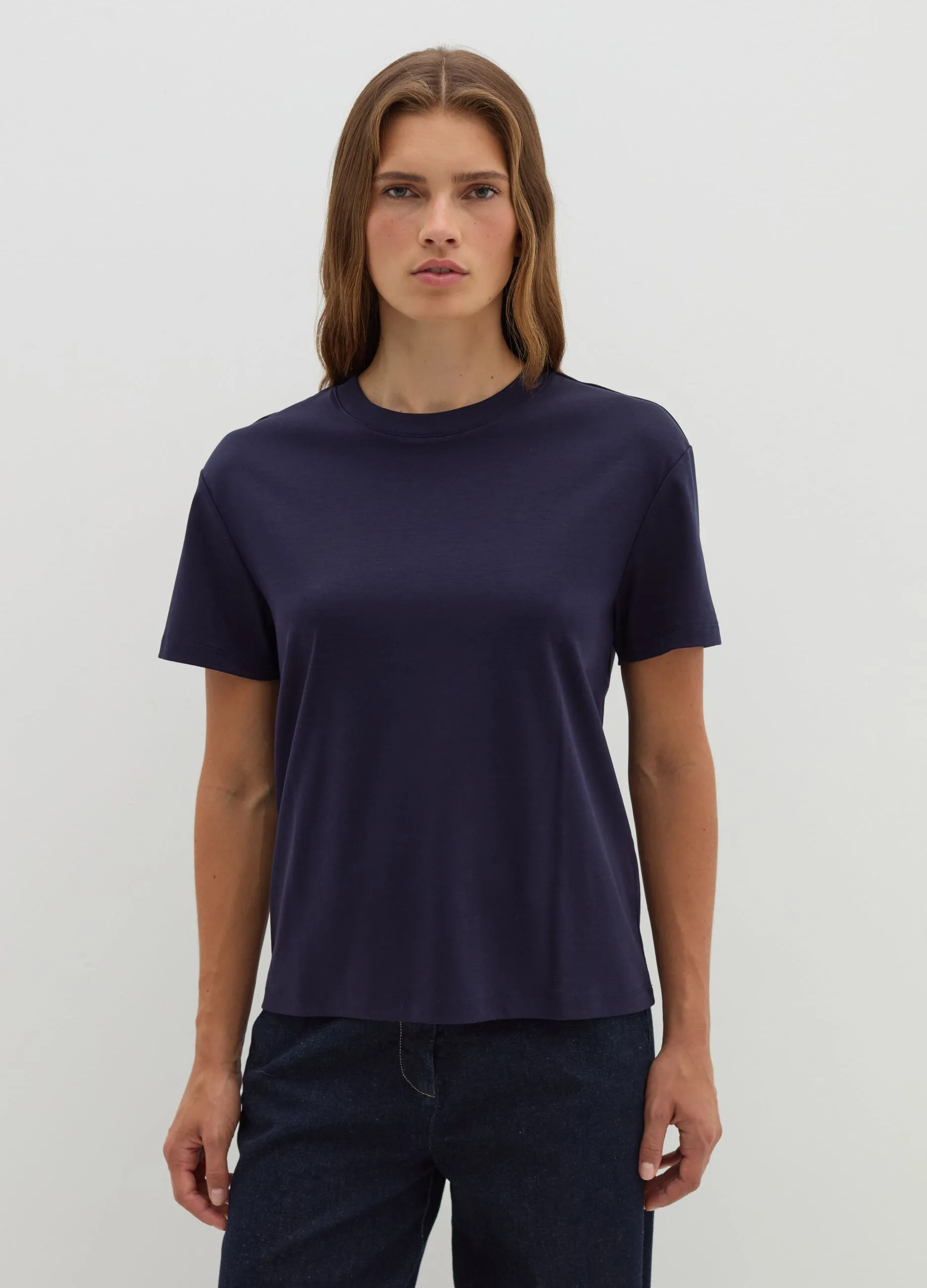 T-shirt in jersey con scollo rotondo