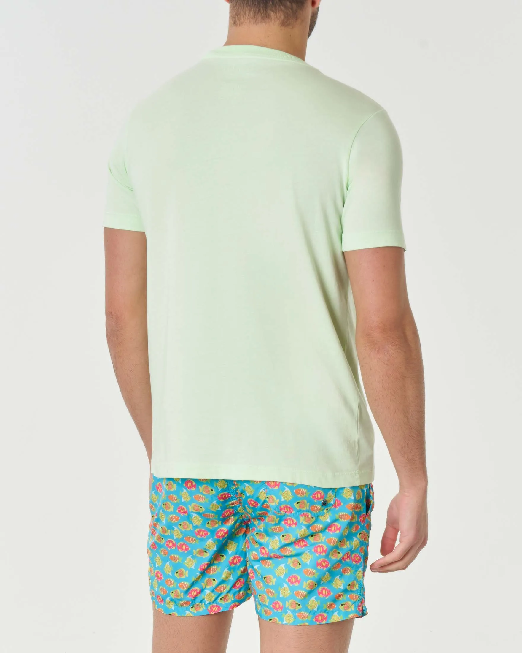 T-shirt lime mezza manica in pima cotton con taschino e ricamo grab the fun