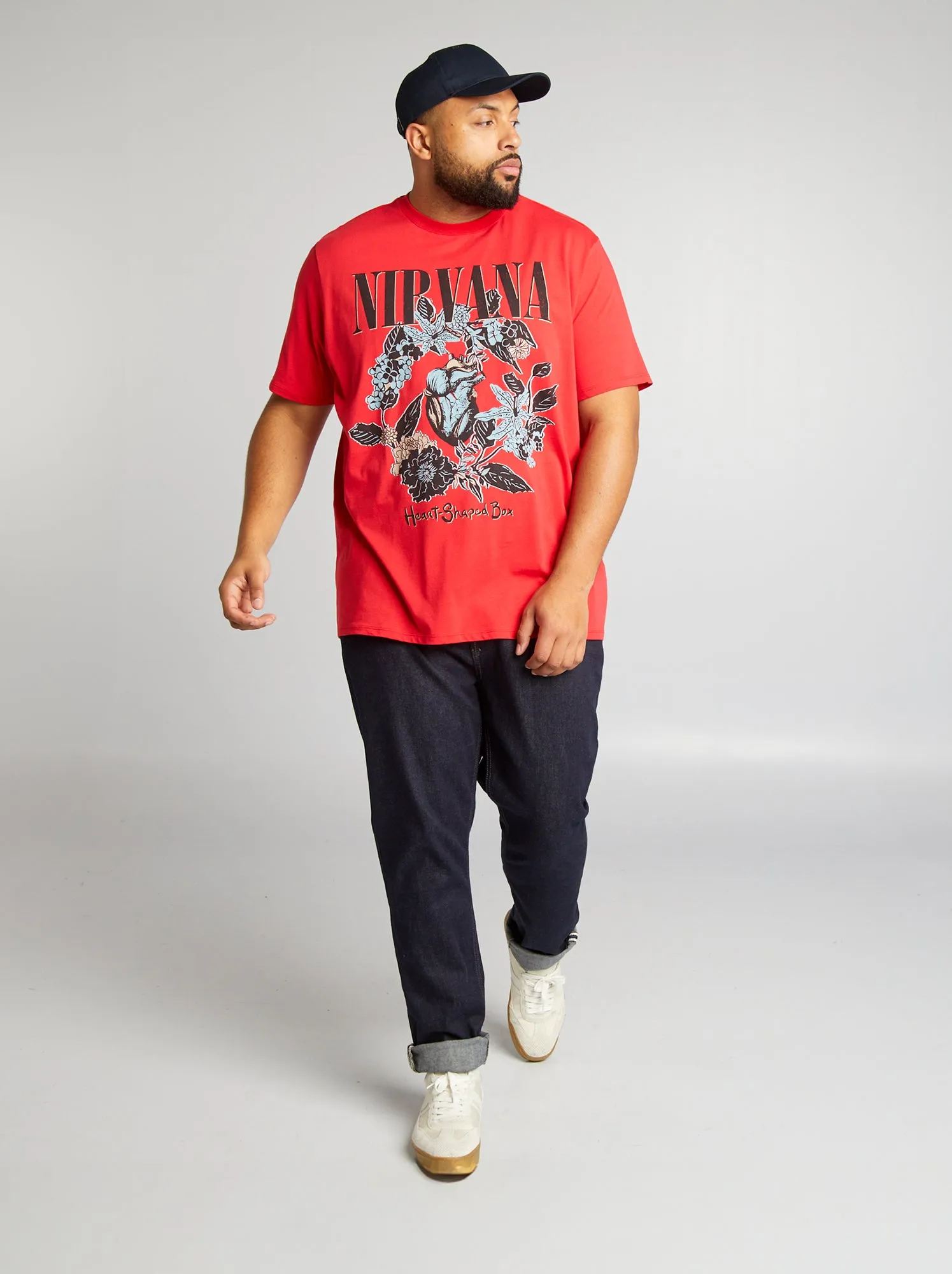T-shirt 'Nirvana' con scollo tondo - ROSSO