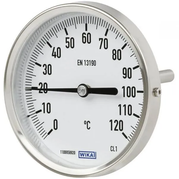 Termometro a quadrante WIKA, 0 → +120 °C Classe 1 secondo EN 13190, Ø quadrante 100mm, Quadrante