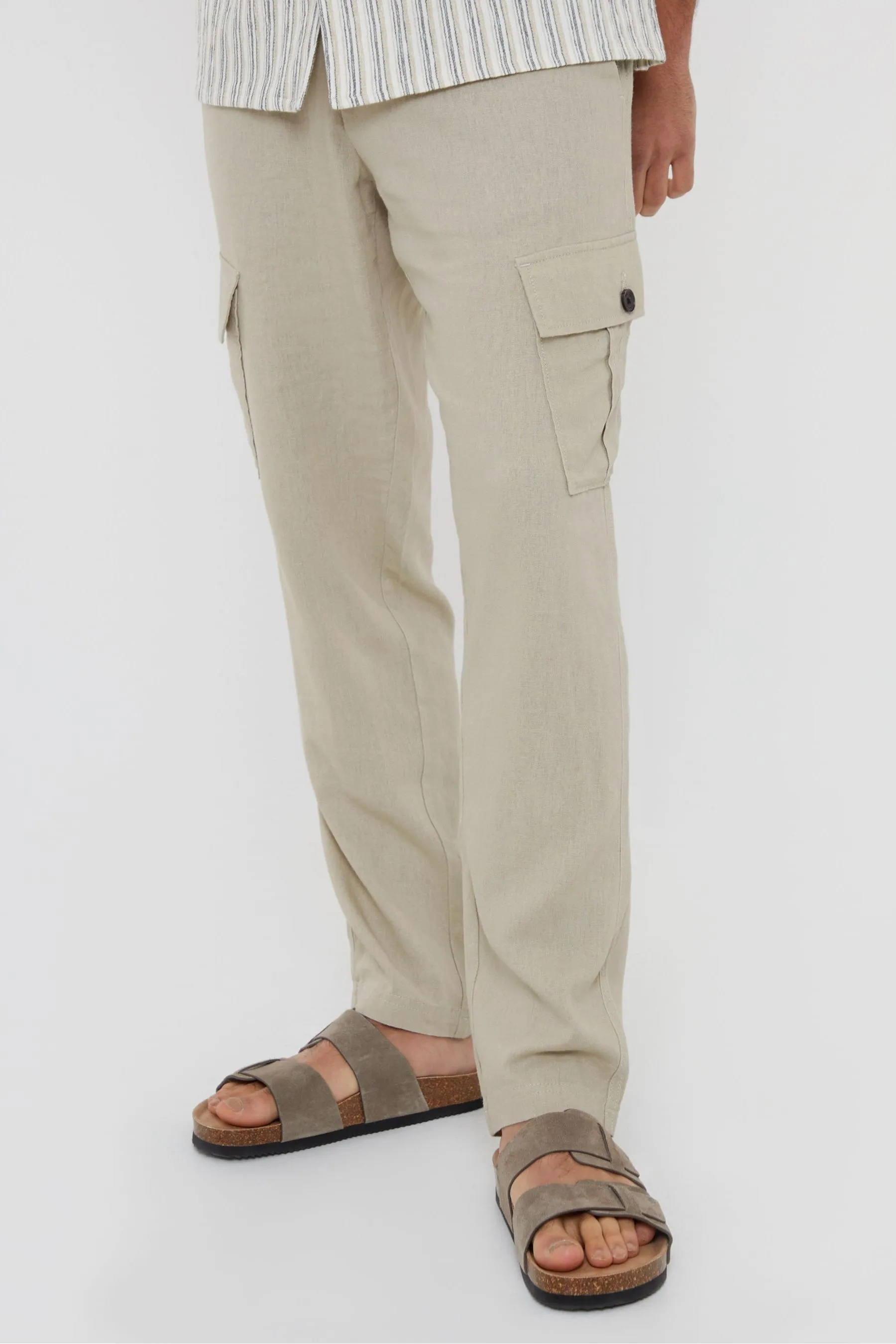Threadbare - Pantaloni cargo in Blend lino