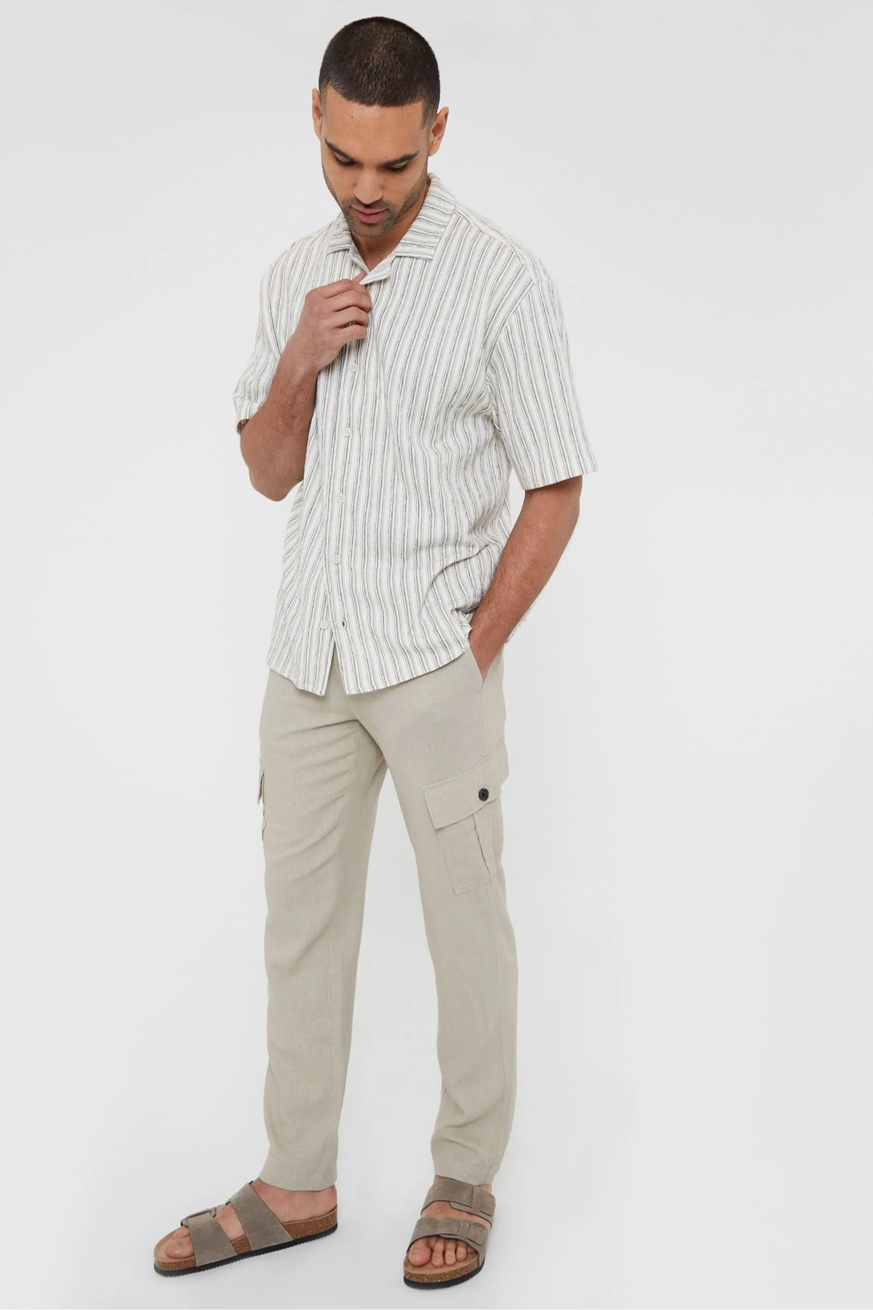 Threadbare - Pantaloni cargo in Blend lino