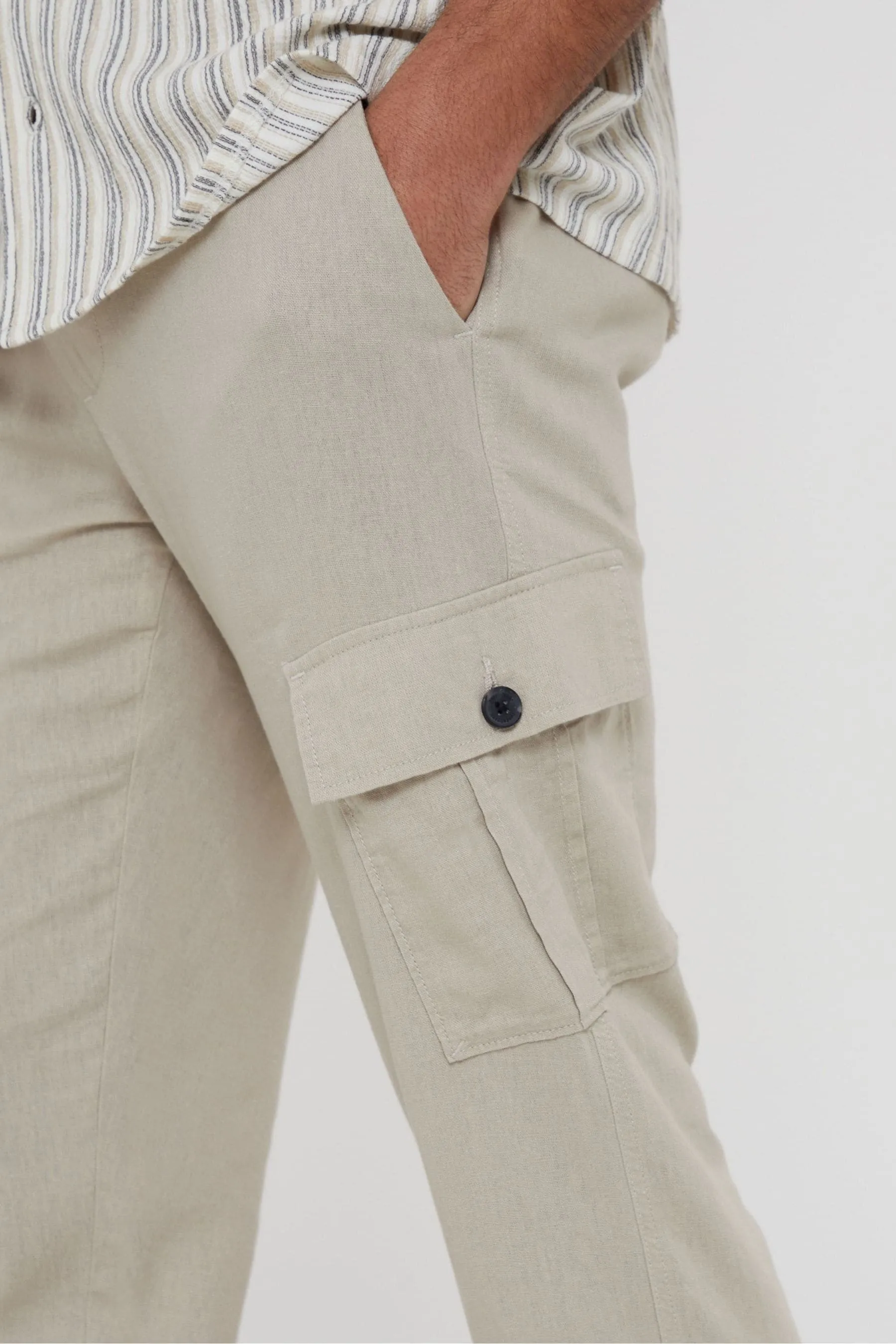Threadbare - Pantaloni cargo in Blend lino