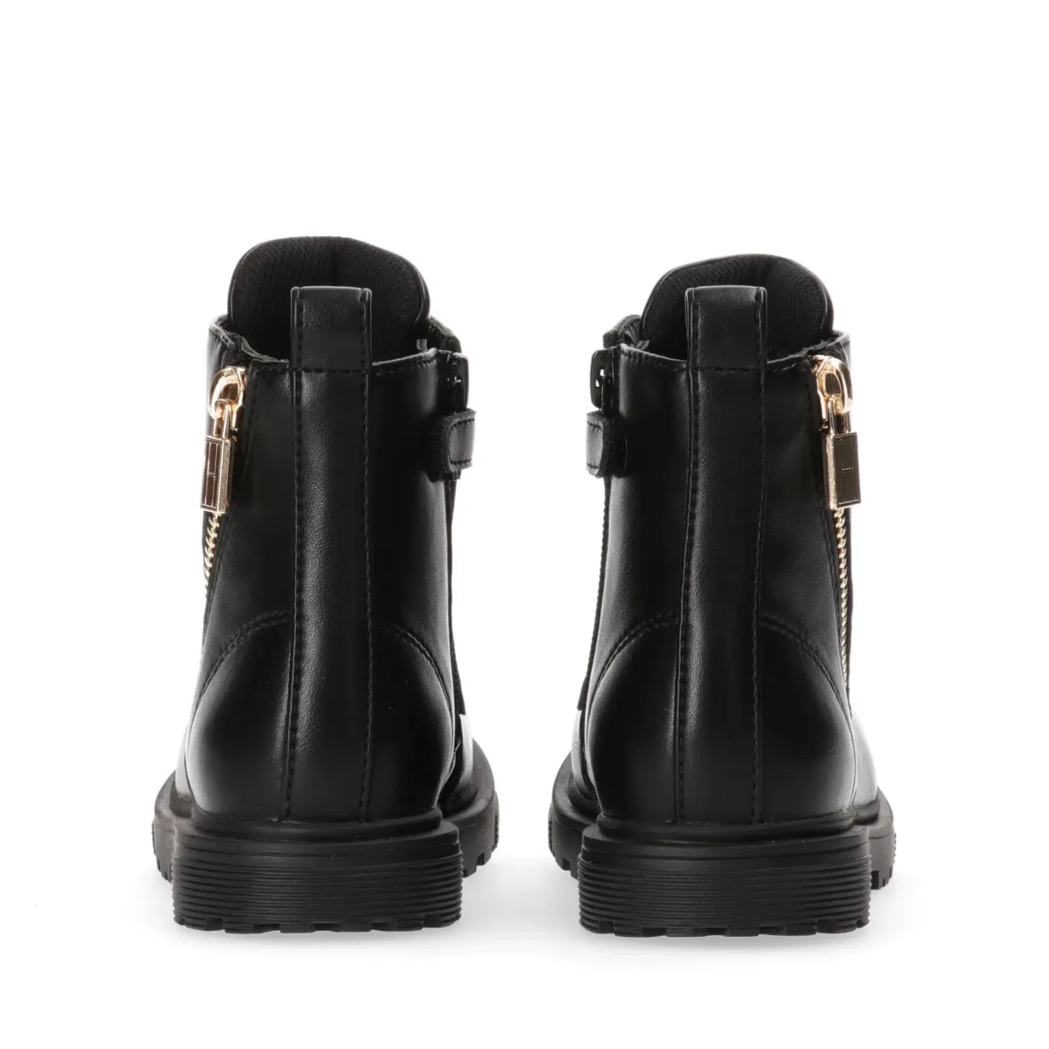 Tommy Hilfiger stivaletti anfibi in ecopelle con stringhe e zip nero