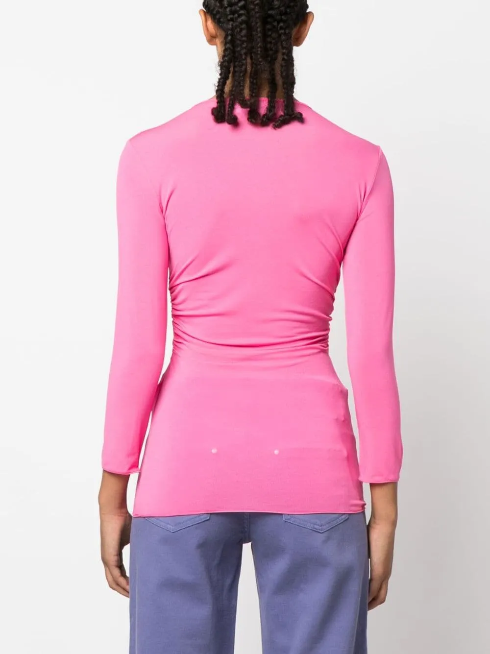 Top con applicazione a fiori in rosa - donna