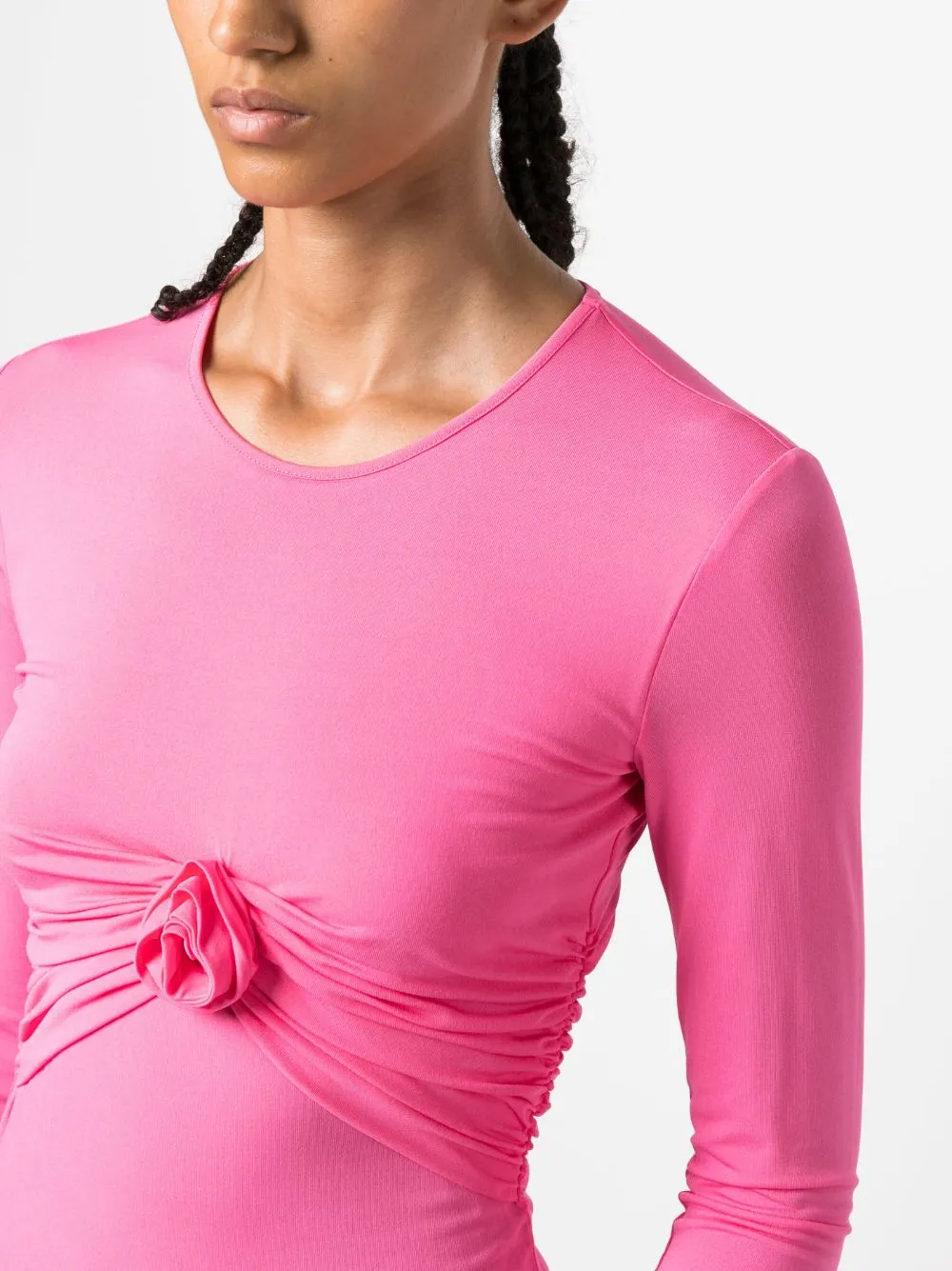 Top con applicazione a fiori in rosa - donna