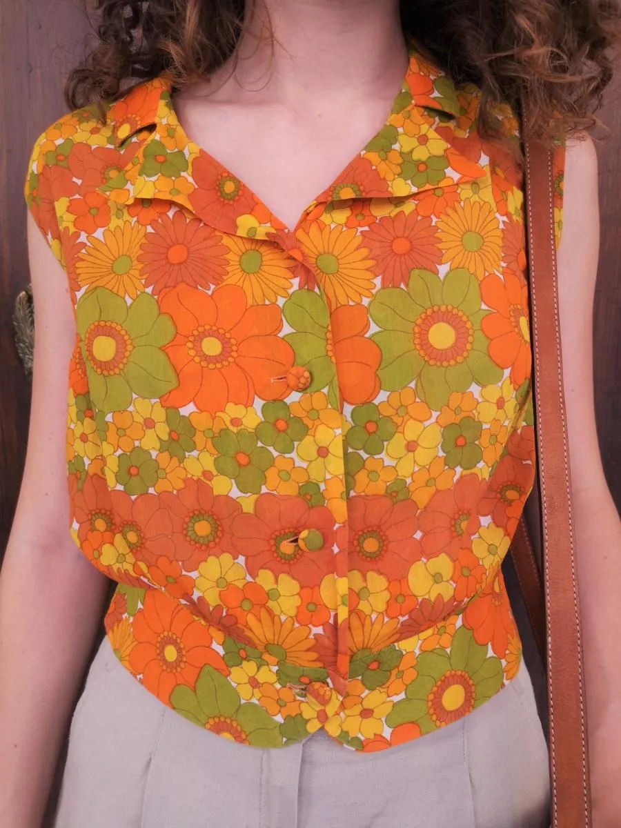 Top hippy anni 70  a fiori
