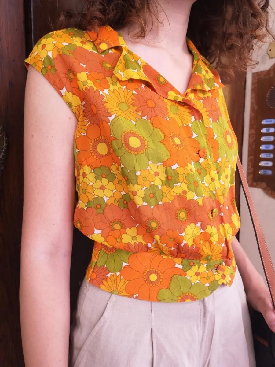Top hippy anni 70  a fiori