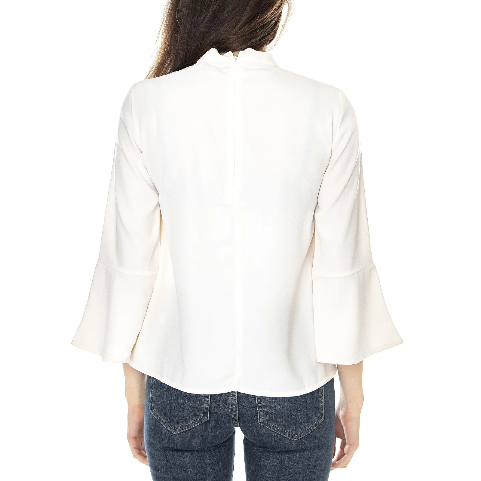 VERO MODA Chiara 3/4 Choker T-Shirt - Pristine White - Maglietta Girocollo Donna Bianca    