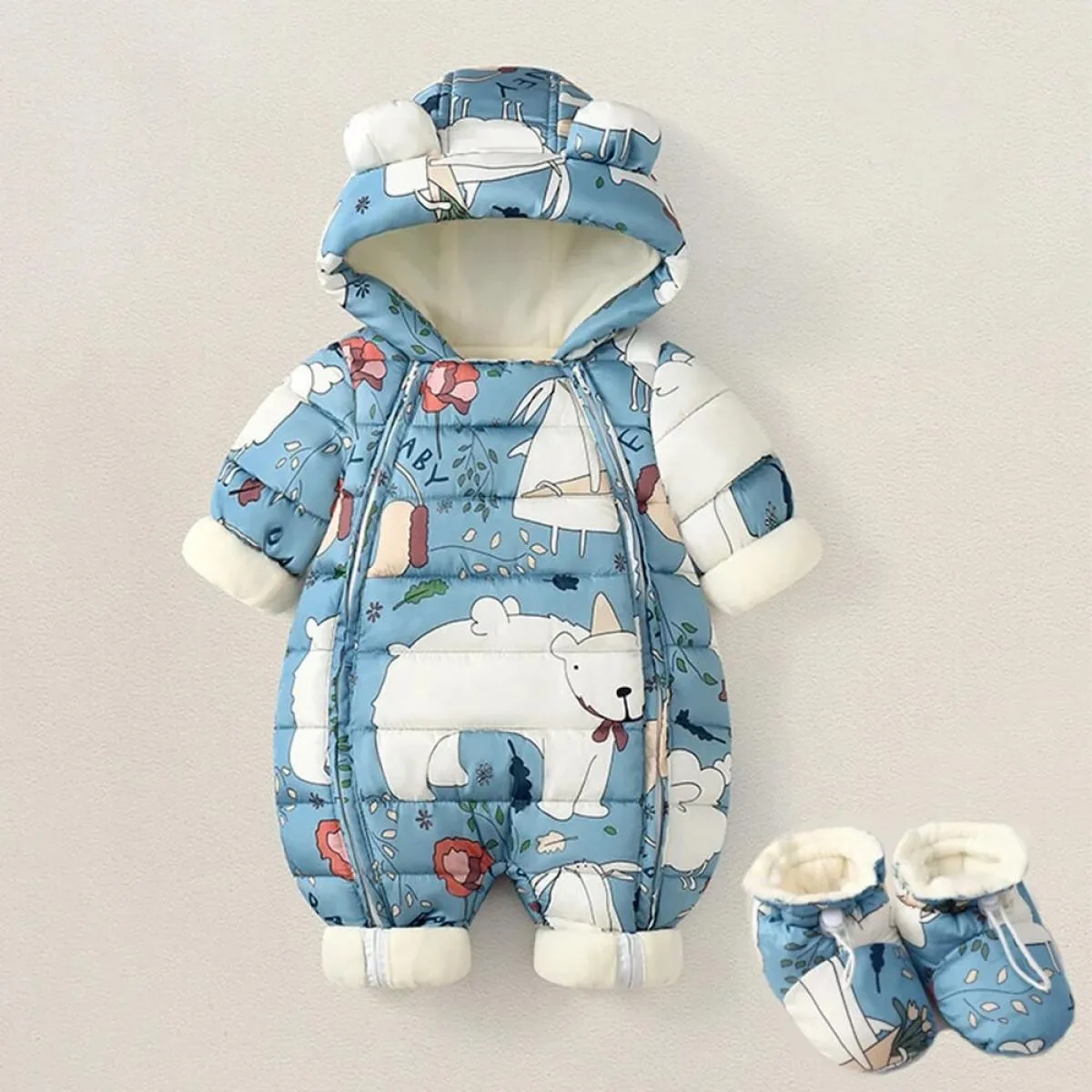 Vestiti per neonata appena nata Abbigliamento invernale Tuta da neve più velluto spesso tuta per neonato pagliaccetto tuta per b