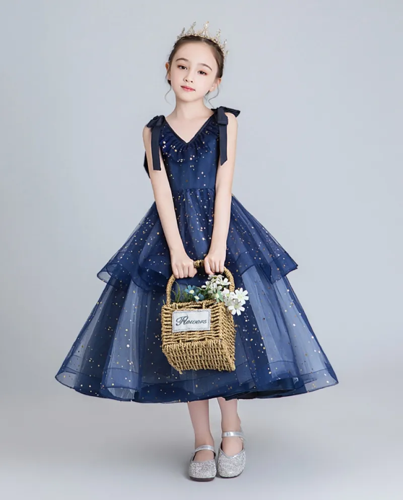 Vestito da principessa per compleanno per bambini per ragazze Vestito lungo da ragazza di fiori
