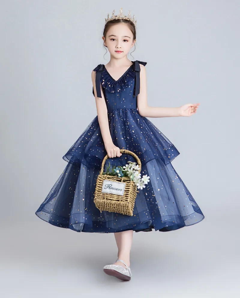 Vestito da principessa per compleanno per bambini per ragazze Vestito lungo da ragazza di fiori